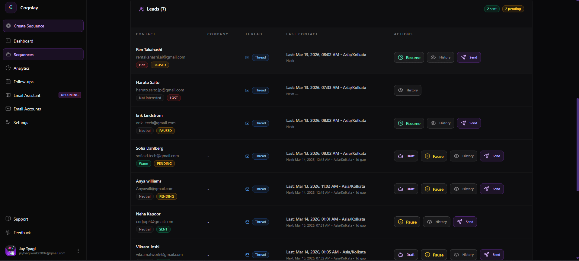 Every soft no
becomes a timed
follow-up.