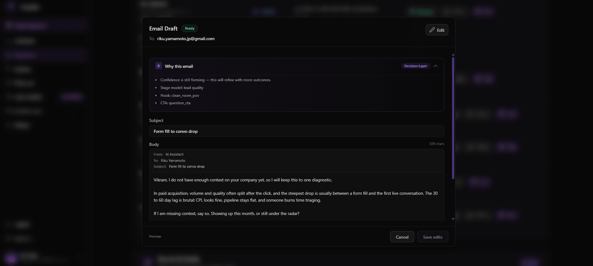 Written for
one person.